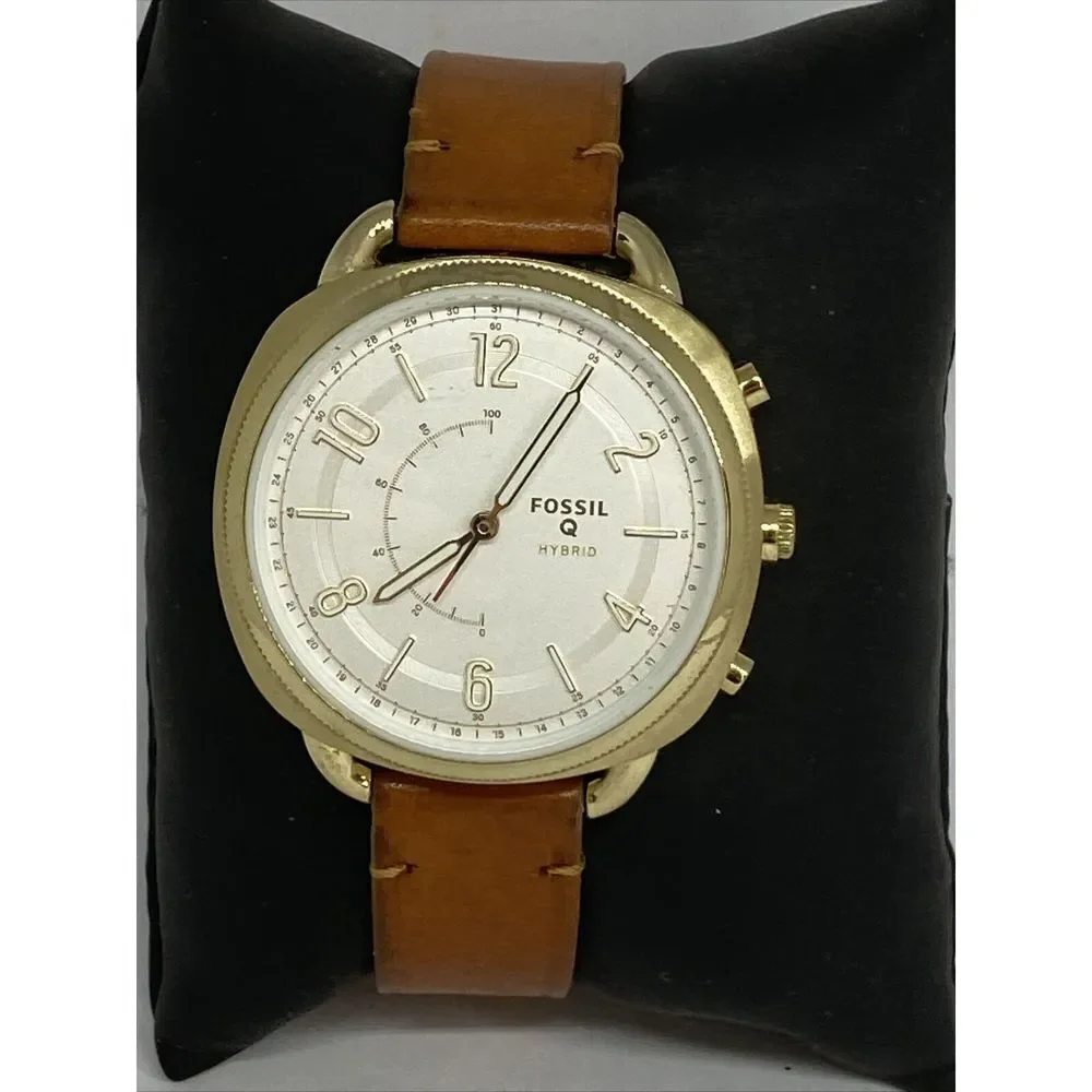 Fosssil FTW1201 Women's Brown Leasther Analog White Dial Hybrid Smartwatch XX690